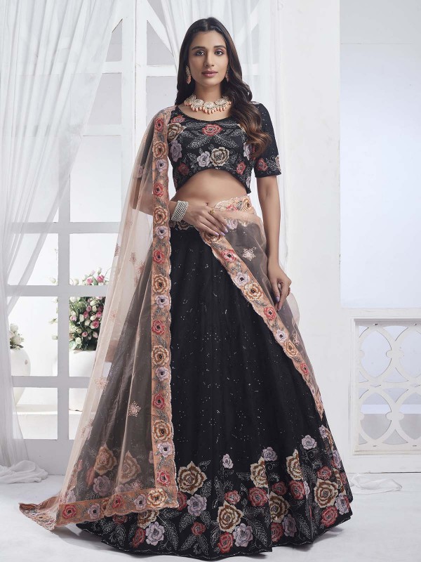 Black Premium Net Lehenga Choli